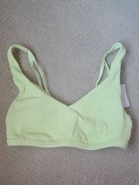 Ribbed Light Green Bralette with Adjustable Straps M